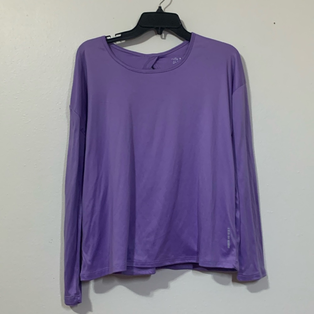 XPBX Purple Workout Top Open Back Long Sleeve Size L Used